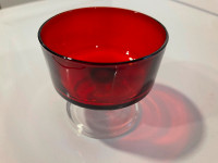 4 Red Luminarc Cranberry Glass dessert bowls
