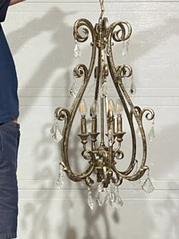 4-light oxidized bronze chandelier with crystals