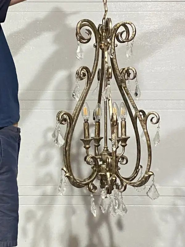 4-light oxidized bronze chandelier with crystals in Indoor Lighting & Fans in Bedford