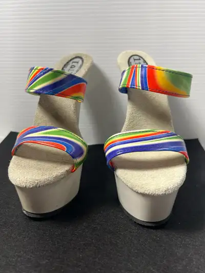 The Ultimate 90s Throwback: Vintage 1T1 Rainbow Platform Heels, View more