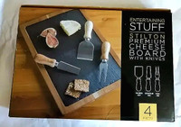 ENTERTAINING STUFF STILTON PREMIUM CHEESE BOARD 4 PIECES, NEW