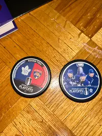 Toronto Maple Leafs playoff hockey pucks 