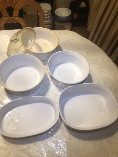 White Ceramic Corrille Baking/serving Dish Set , View more