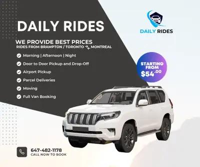 Daily Rides Vaughan to Montreal, View more