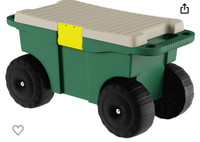 Garden Cart Utility Wagon – Rolling Storage Bin with Bench Seat 