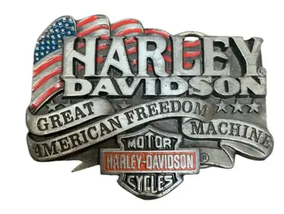 Vintage 1992 HARLEY DAVIDSON Classic Silver Belt Buckle Harmony , View more