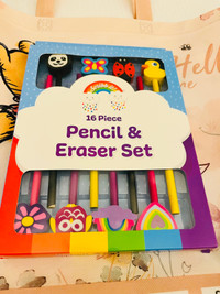 Brand new and unused pencils, erasers and stationery sets! 