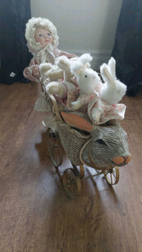 1996 Victorian doll  and Bunny buggy by Cindy McClure