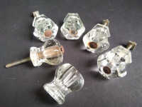 Vintage Clear Glass Hexagon Knobs/Drawer Pulls