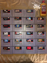 Super Nintendo original video game cartridges. Mario, dk, Zelda 
