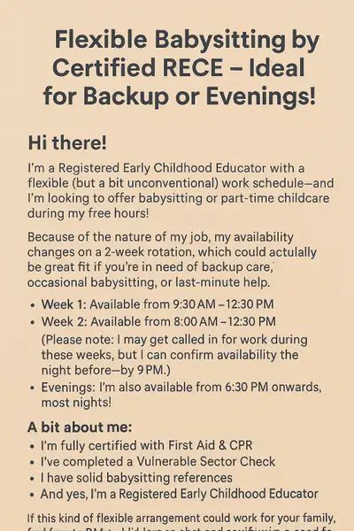 Hi there! I’m a Registered Early Childhood Educator with a flexible (but a bit unconventional) work...