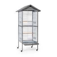 Large white bird cage on wheels aviary accessories