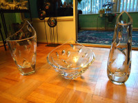 Vintage Mikasa Autumn Wind 3 Crystal Vases & Bowl Collection!