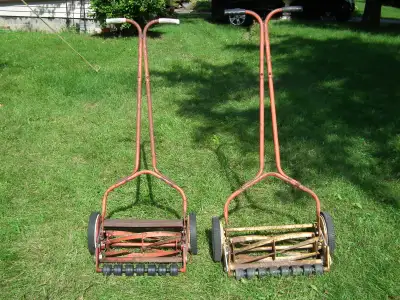 Vintage Suffolk Push Mower's $20.00 Each The red one has been taken apart and fixed just needs to be...