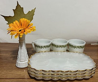 VERY NICE WHITE MILK GLASS SANDWICH AND COFFEE DISHES - $20