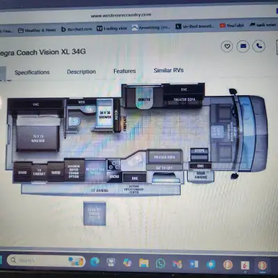 2021 Class A motorhome, on a Ford chassis with 7.3L V-8 engine, 50 amp power service, 10 gal water h...