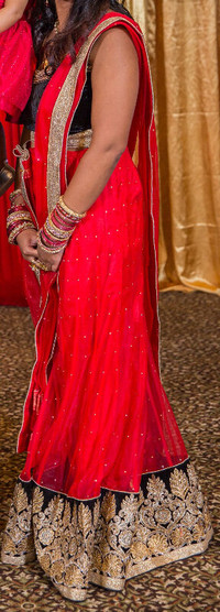 Indian Lengha CholiI - Red, Gold, Black
