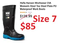 Sz 7 Women's CSA SAFTY Steel Toe Waterproof Work Rubber BOOTS