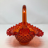 Vintage Fenton Amberina Hobnail Glass Basket