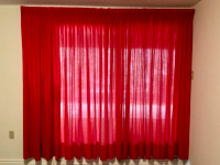 Red Double Pleated Sheer Drapery