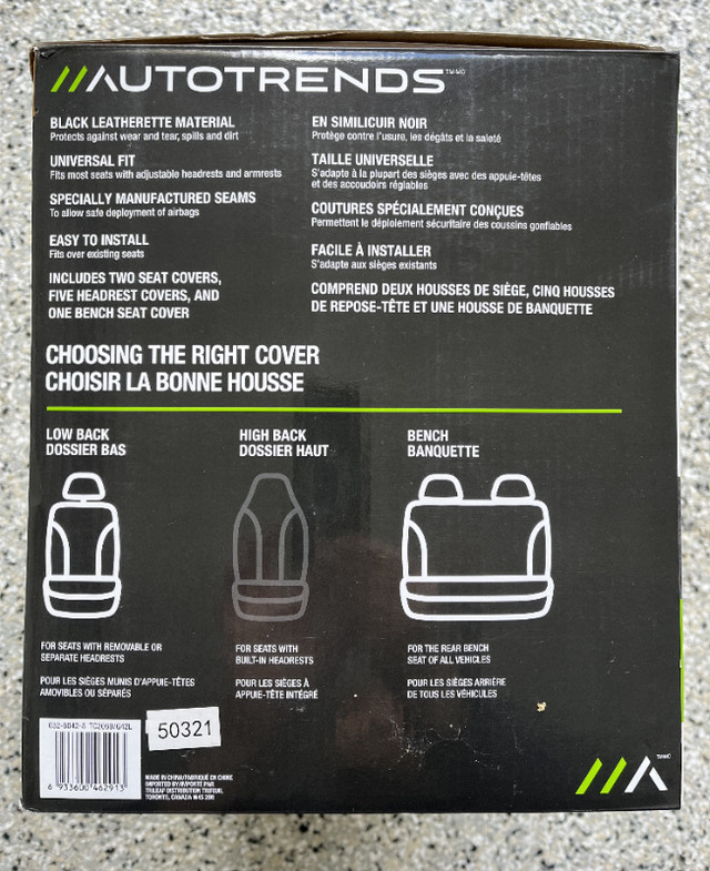AutoTrends Faux Leather Complete Seat Cover Set in Other Parts & Accessories in Oakville / Halton Region - Image 2