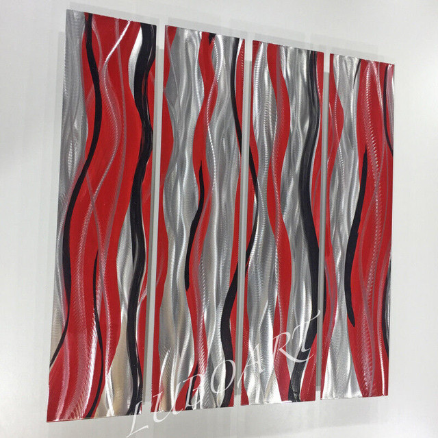 Aluminum wall decor Art Painting modern metal 31x30" red, black in Holiday, Event & Seasonal in Barrie