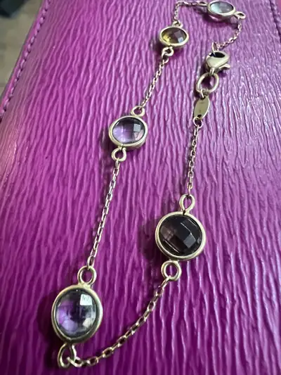 14 k multi gem bracelet, View more