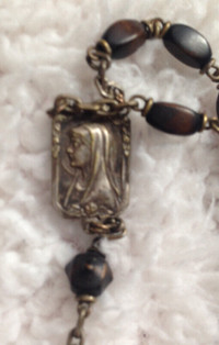 antique france     bead necklace cross elegant prayer jesus cruc