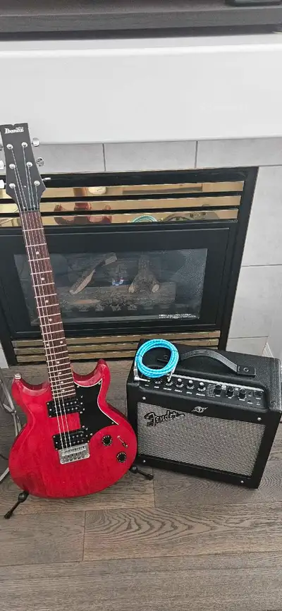 Ibanez Gio with a 20 watt Fender Mustang Amp, View more