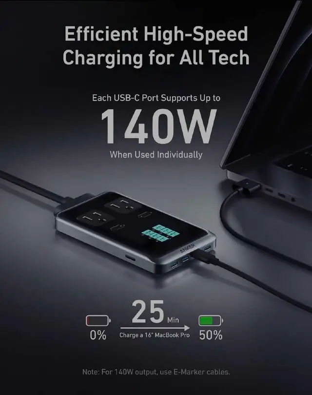 Brand New Anker Prime Charging Station, 240W 8-in-1 USB C in General Electronics in City of Toronto - Image 8
