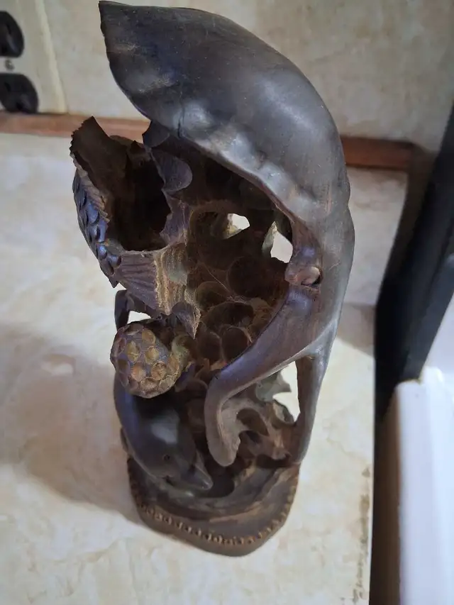 Cuban Guayacan Wood Sculpture of Ocean Life Totem  in Arts & Collectibles in Edmundston - Image 3