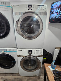 SAMSUNG 27" WHITE FRONTLOAD STACKABLE WASHER DRYER SET CAN DELIV