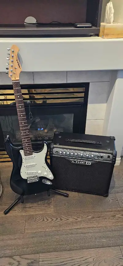 Aria STG Stratocaster with 30 Watt Line 6 Spider Amp, View more