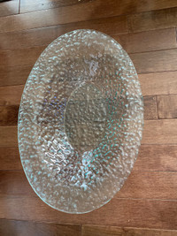 Large Oval textured Glass Centre Bowl