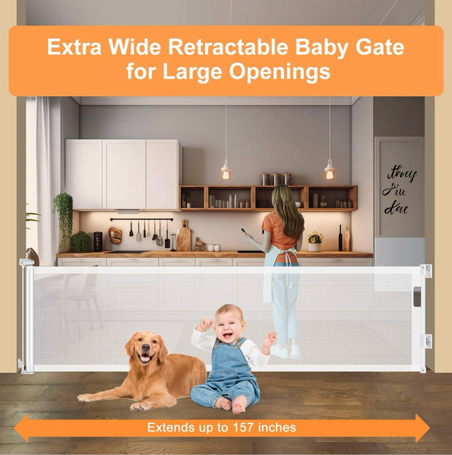 Tameler 157'' Extra Long Retractable Dog Gate for Large Openings in Gates, Monitors & Safety in Markham / York Region - Image 2