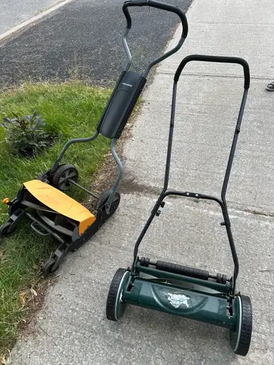 Keep your lawn perfectly manicured with this pair of manual reel mowers, including one Fiskars mower...