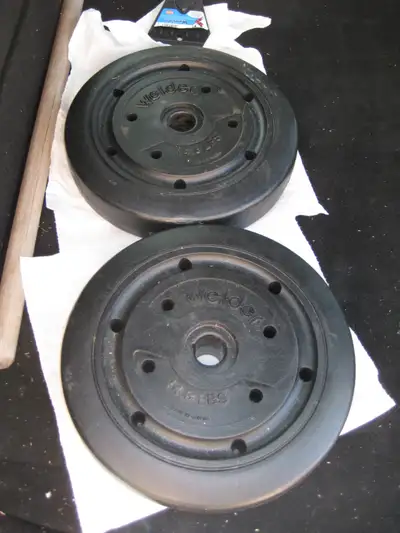 FS: plastic weights, curl bar, exercise bench, dumbbells, View more