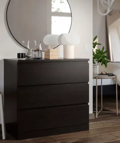 IKEA Malm 3 drawer dresser black, View more