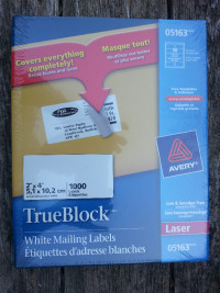 Brand new Avery True Block Laser White Mailing Labels