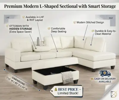 HOT DEAL – MODERN LEATHER SECTIONAL WITH STORAGE – MUST GO!, View more