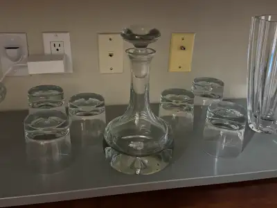Crystal Decanter and 6 glasses, View more