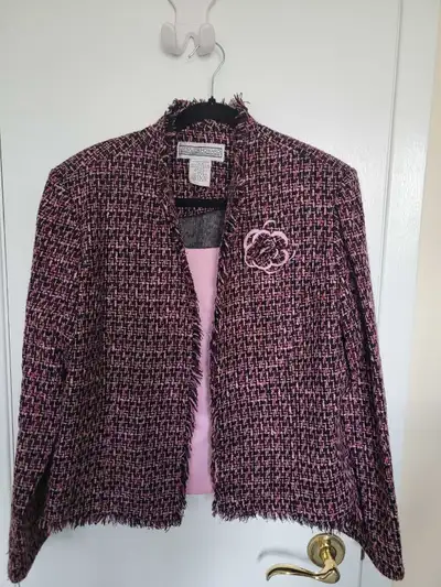 Pink and black Chanel style jacket, size 14-16, View more