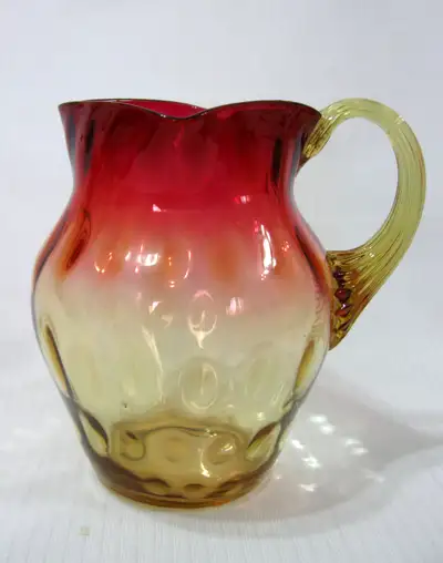 CREMIER MOUNT WASHINGTON GLASS "RUBINA VERDE"  CREAMER c.1890, View more