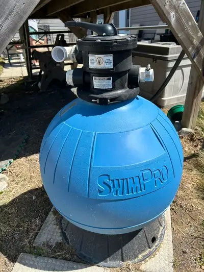 Pool pump, sand filter, ladder, vacuum and 21 ft pool. No liner