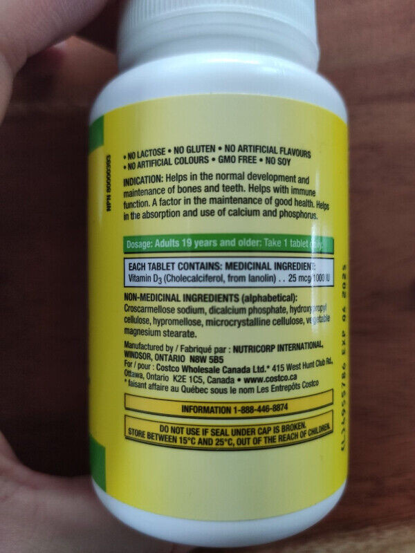 (360 tab) Vitamin D3 (1000 iu) Exp 08-2026 in Health & Special Needs in Moncton - Image 2