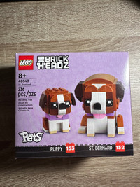 Lego brick heads pets St. Bernard