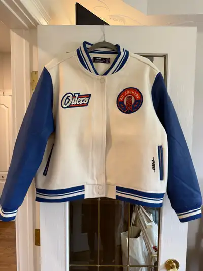 Edmonton Oilers Women's Alternate Logo Cream Wool Jacket, View more