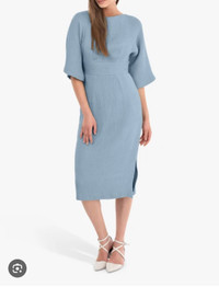 CLOSET LONDON Kimono Side Slit Midi Navy Blue Dress Size 6 NEW 