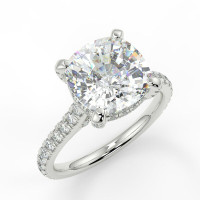 3.52 TCW Cushion Moissanite With Lab Diamond Engagement Ring