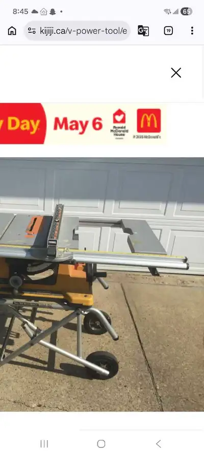 I'm selling a Ridgid 10-inch folding table saw, perfect for any job site or workshop. It's in used-g...